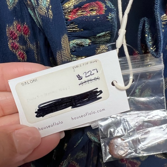 SALONI NWT Emile Floral Metallic Silk Blend Chiffon Ruffle Bow Collar Size 2 - Picture 5 of 17